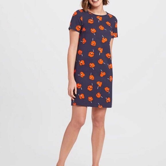Draper James Dresses & Skirts - EUC Draper James Floral Sheath Dress Navy w/ Red Flower Motif Sz M